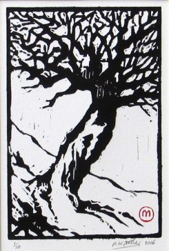 Tree - Long Mynd Linocut. 100mm x 135mm. March 2016. Edition of 10.